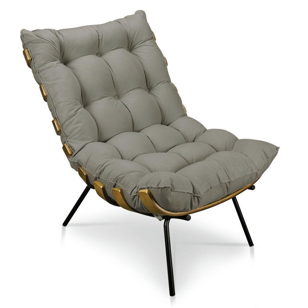 Kit Poltrona Costela Com Puff Para Sala Suede Cappucino - 7