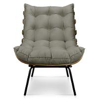 Kit Poltrona Costela Com Puff Para Sala Suede Cappucino - 5