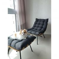 Kit Poltrona Costela Com Puff Para Sala Linho Grafite - 2