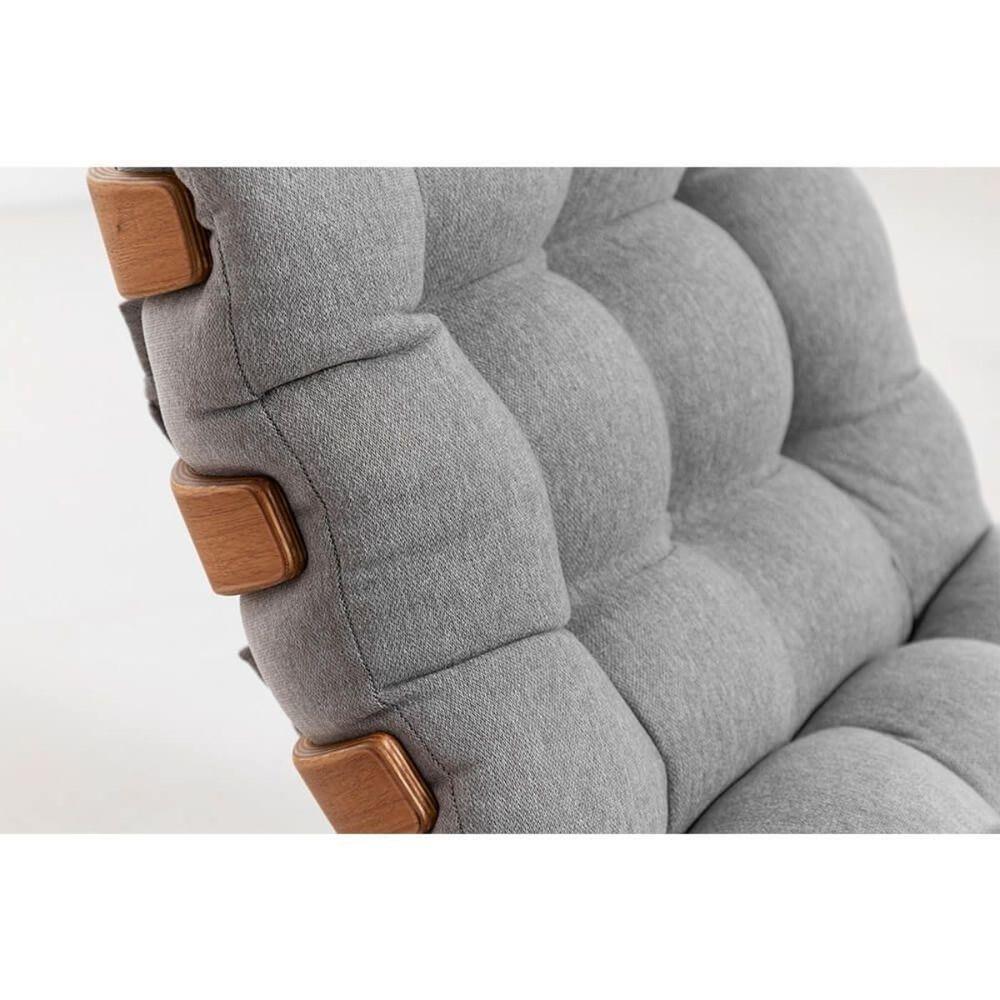 Kit Poltrona Costela Com Puff Para Sala Linho Cinza - 14