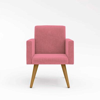 Kit 2 Poltronas Nina Decorativa Para Recepção Suede Rosa Balaqui Decor