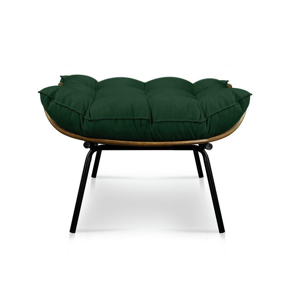 Kit Poltrona Costela Com Puff Para Sala Veludo Verde - 3