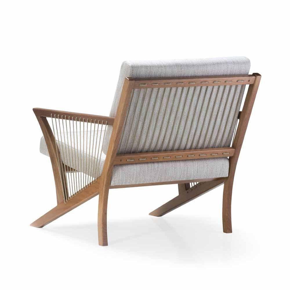 Poltrona Com Braço Muá Algodão Cinza Madeira Cedro Corda Redonda Poliéster Rami - 2