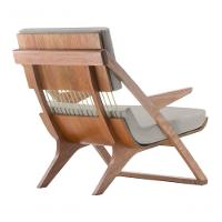 Poltrona Com Braço Moza Linho Cinza Madeira Cedro Corda Náutica Redonda Poliéster Rami - 8