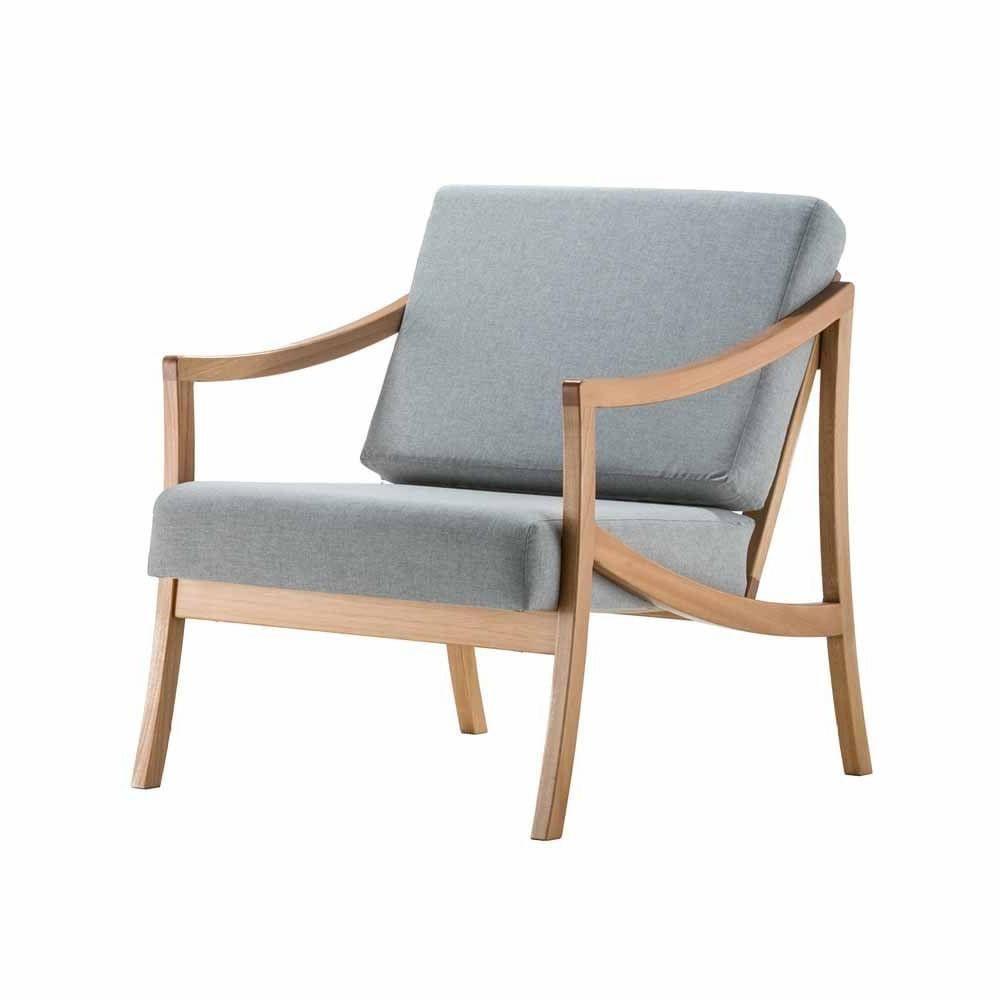 Poltrona Com Braço Navi Algodão Cinza Madeira Cedro Corda Redonda Poliéster Prata - 1