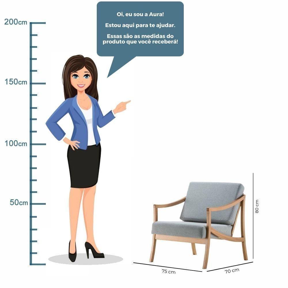 Poltrona Com Braço Navi Algodão Cinza Madeira Cedro Corda Redonda Poliéster Prata - 7