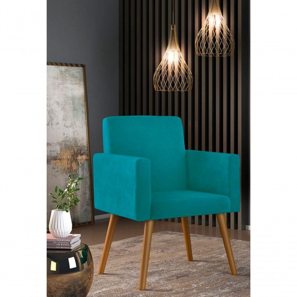 Kit 02 Poltronas Nina Decorativa Para Recepção Cor:azul-turquesa - 3