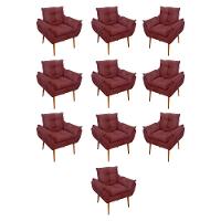 Kit 10 Poltronas Opala Sala Quarto Recepção Salão Suede Cor:marsala - 1