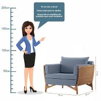 Poltrona Com Braço Cutiê Linho Azul Madeira Cedro Corda Fita Poliéster - 7