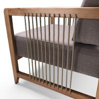 Poltrona Com Braço Lene Algodão Marrom Madeira Cedro Corda Plana Poliéster Castor - 5