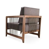 Poltrona Com Braço Lene Algodão Marrom Madeira Cedro Corda Plana Poliéster Castor - 10