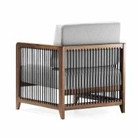 Poltrona Com Braço Luck Algodão Impermeável Branco Madeira Cedro Corda Plana Poliéster Preta - 8