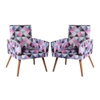 Kit 2 Poltronas Decorativas Nina Sala De Estar Triangulo Rosa - 1