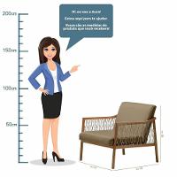 Poltrona Com Braço Acaé Algodão Impermeável Marrom Madeira Cedro Corda Náutica Chata Poliéster Rami - 6