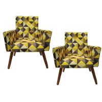 Kit 2 Poltronas Decorativas Nina Sala De Estar Triangulo Amarelo - 1