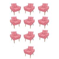 Kit 10 Poltronas Opala Sala Quarto Recepção Salão Suede Cor:rosa - 1