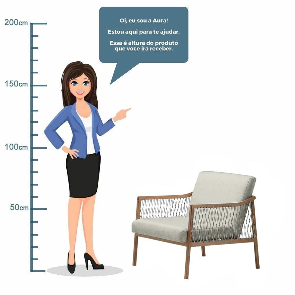 Poltrona Com Braço Acaé Linho Palha Madeira Cedro Corda Náutica Chata Poliéster Rami - 5