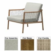 Poltrona Com Braço Acaé Linho Palha Madeira Cedro Corda Náutica Chata Poliéster Rami - 7