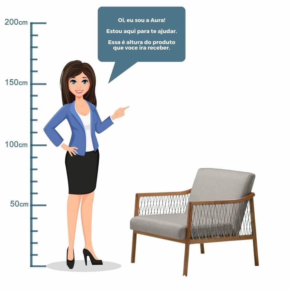 Poltrona Com Braço Acaé Linho Cinza Madeira Cedro Corda Náutica Chata Poliéster Rami - 8