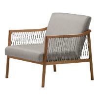 Poltrona Com Braço Acaé Linho Cinza Madeira Cedro Corda Náutica Chata Poliéster Rami - 1