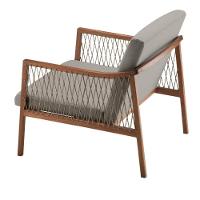 Poltrona Com Braço Acaé Linho Cinza Madeira Cedro Corda Náutica Chata Poliéster Rami - 7