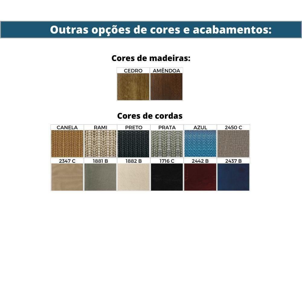 Poltrona Com Braço Cutiê Algodão Impermeável Azul Madeira Cedro Corda Fita Poliéster - 8