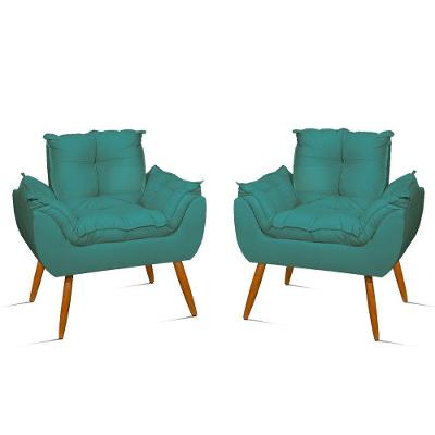 Kit 02 Poltronas Decorativas Opala Turquesa Balaqui Decor
