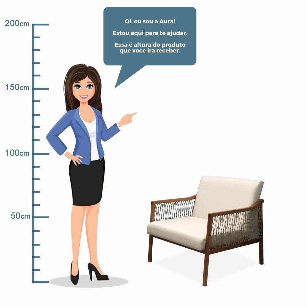 Poltrona Com Braço Acaé Linho Bege Madeira Cedro Corda Náutica Chata Poliéster Rami - 7