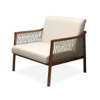 Poltrona Com Braço Acaé Linho Bege Madeira Cedro Corda Náutica Chata Poliéster Rami - 1