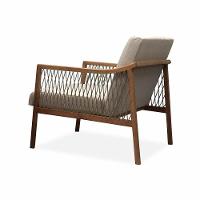 Poltrona Com Braço Acaé Linho Bege Madeira Cedro Corda Náutica Chata Poliéster Rami - 14