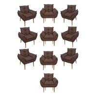Kit 10 Poltronas Opala Sala Quarto Recepção Salão Suede Cor:marrom - 1