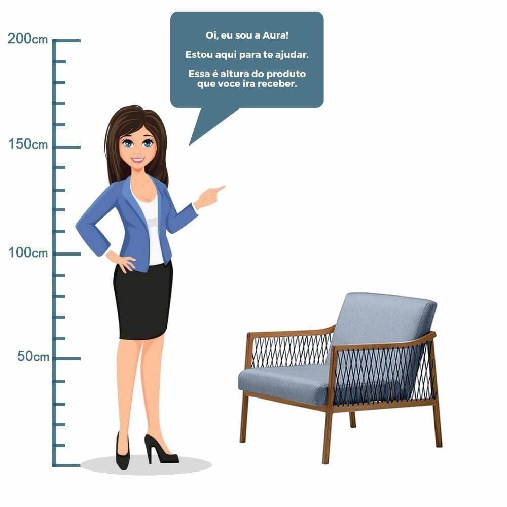 Poltrona Com Braço Acaé Linho Azul Madeira Cedro Corda Náutica a Poliéster Azul - 5