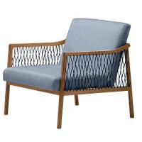 Poltrona Com Braço Acaé Linho Azul Madeira Cedro Corda Náutica a Poliéster Azul - 1