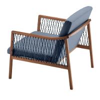 Poltrona Com Braço Acaé Linho Azul Madeira Cedro Corda Náutica a Poliéster Azul - 8