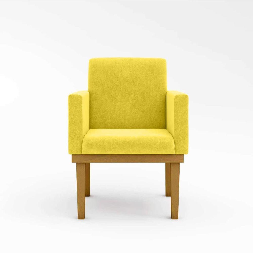 Cadeira Poltrona Com Base Reforçada Balaqui Decor Amarelo - 4