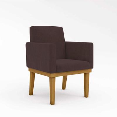 Kit Poltrona E Namoradeira Nina Suede Marrom Balaqui Decor
