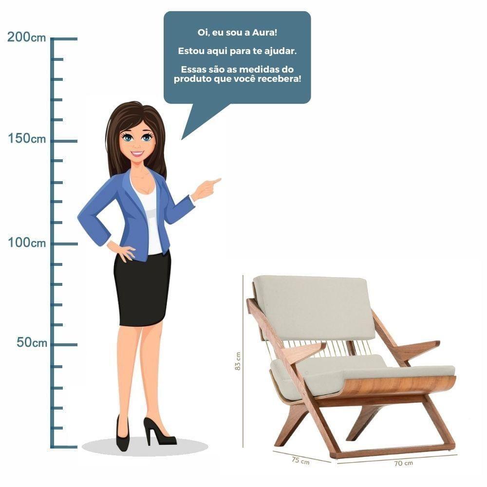 Poltrona Com Braço Moza Linho Bege Madeira Cedro Corda Náutica Redonda Poliéster Rami - 8