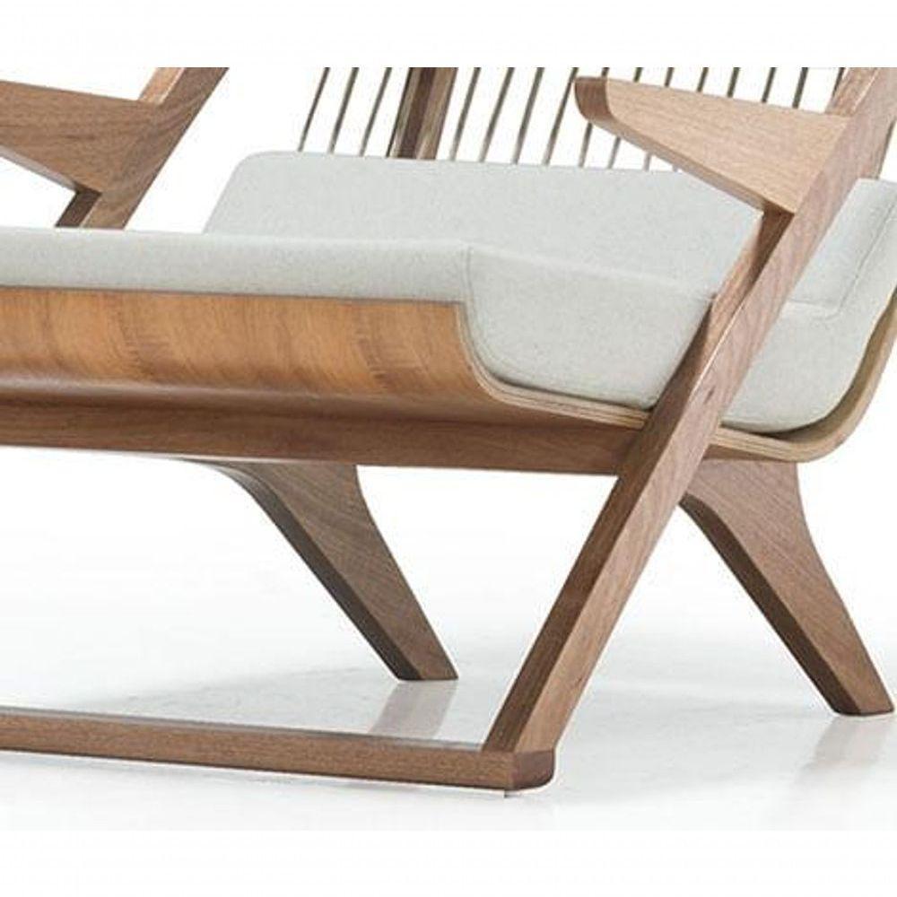 Poltrona Com Braço Moza Linho Bege Madeira Cedro Corda Náutica Redonda Poliéster Rami - 9