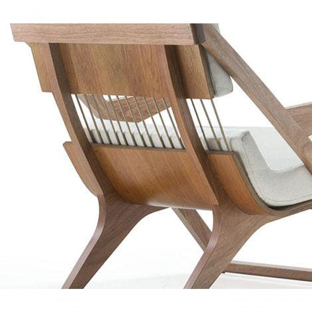 Poltrona Com Braço Moza Linho Bege Madeira Cedro Corda Náutica Redonda Poliéster Rami - 10