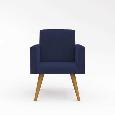 Poltrona Nina Para Sala Escritório Suede Azul Balaqui Decor