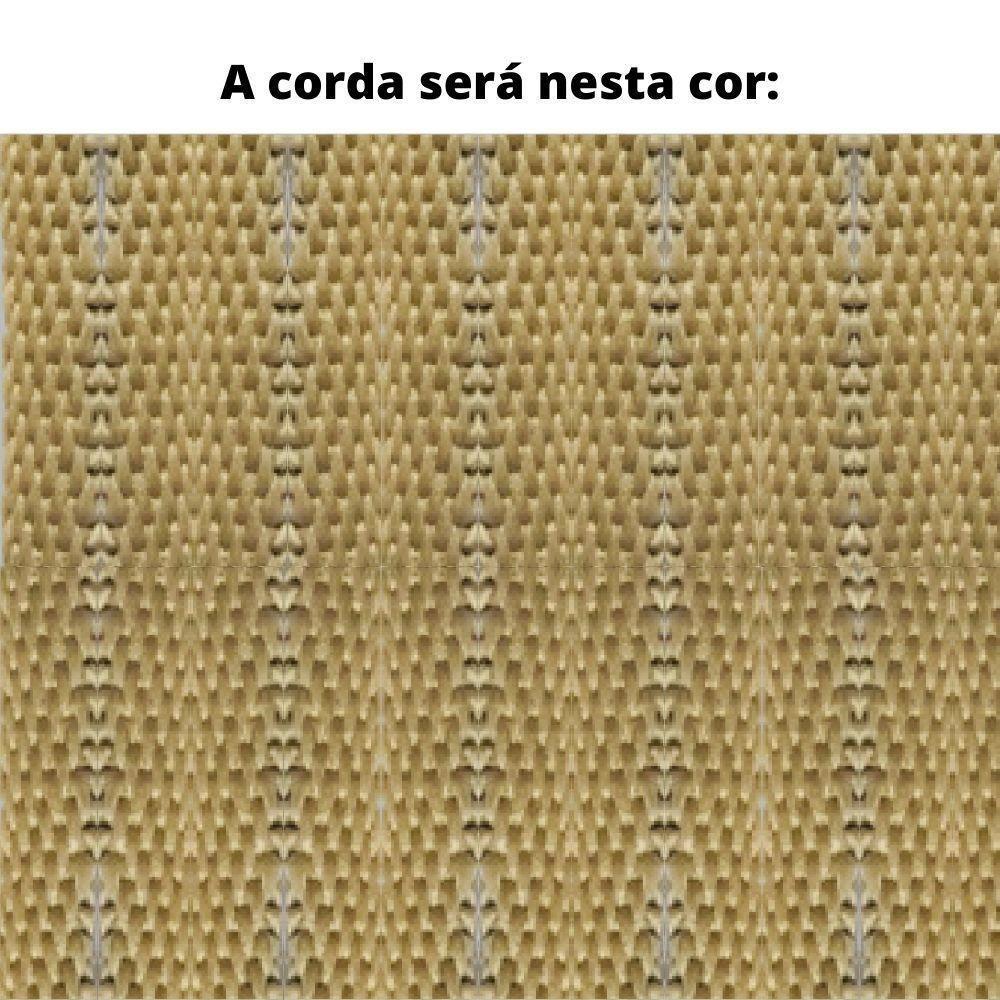 Poltrona Com Braço Pleno Algodão Cinza Madeira Cedro Corda Chata Poliéster Palha - 3