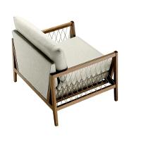 Poltrona Com Braço Pleno Algodão Bege Madeira Cedro Corda a Poliéster Castor - 8