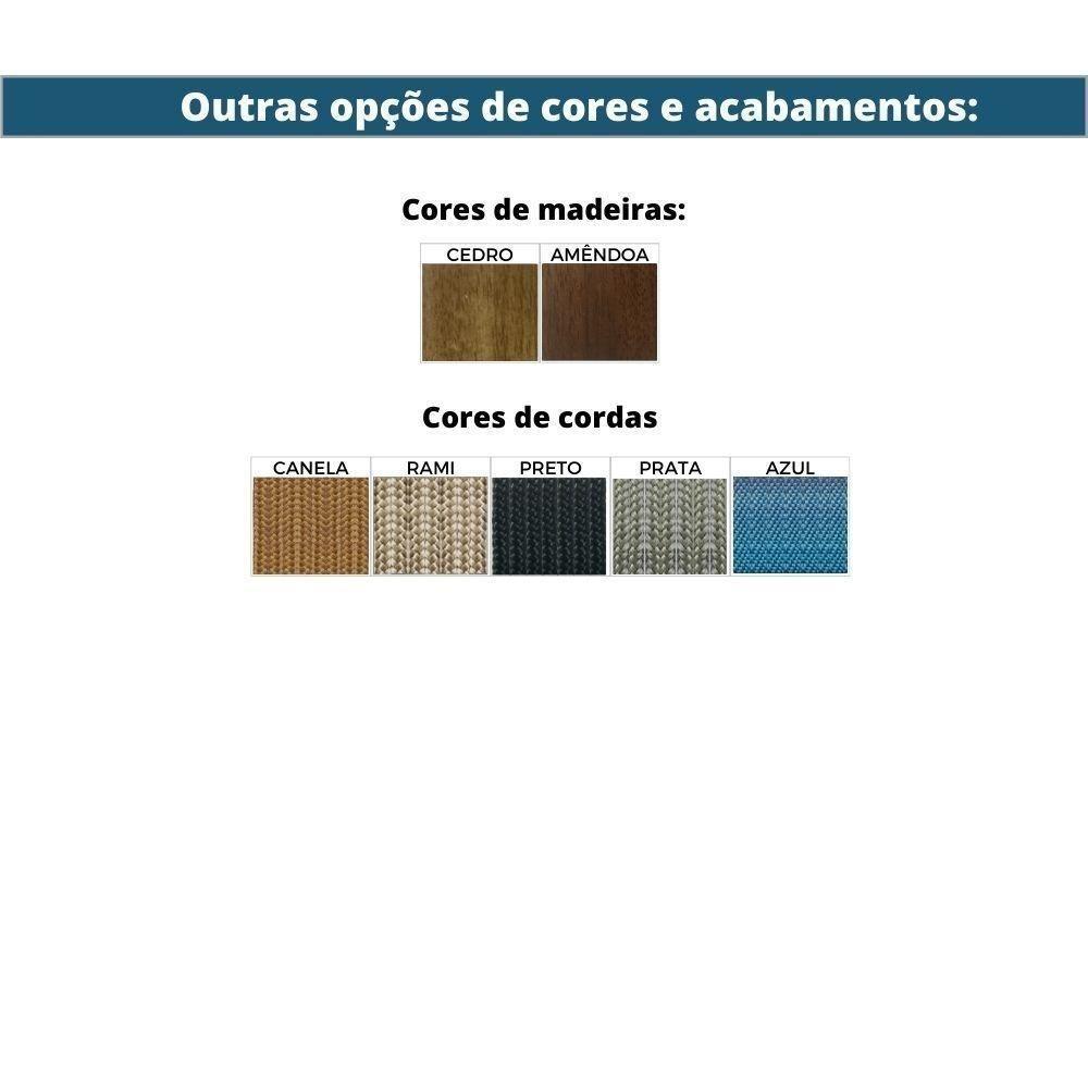 Poltrona Com Braço Ravi Algodão Azul Madeira Cedro Corda Chata Poliéster Azul - 6