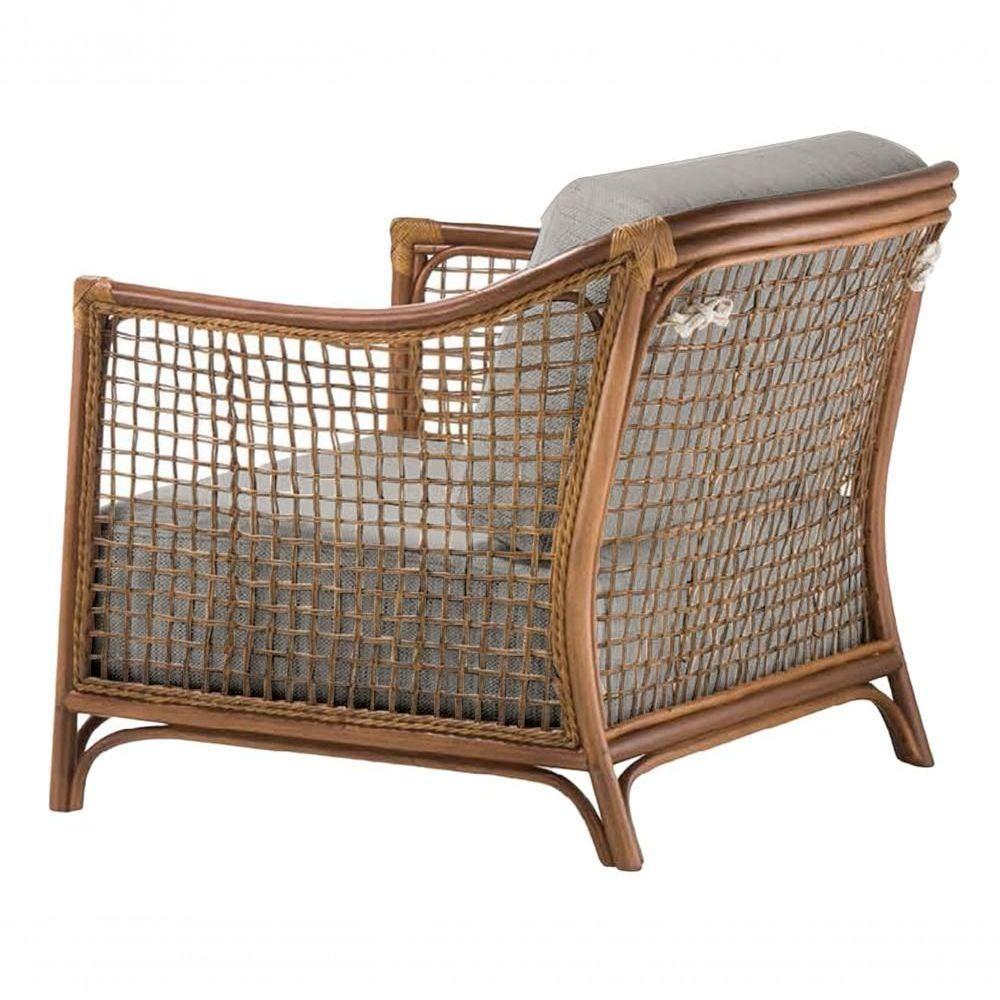 Poltrona Com Braço Oslen Algodão Cinza Madeira Cedro Junco Natural Terracota - 4