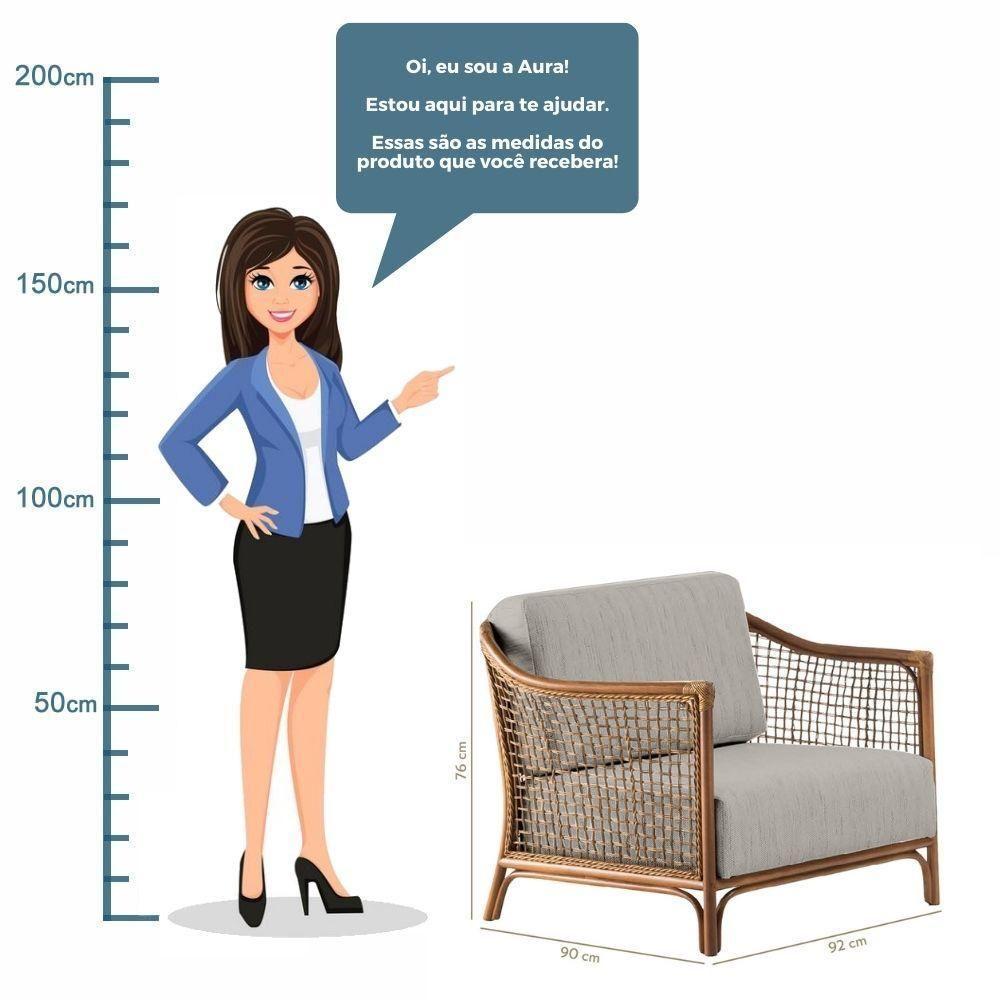 Poltrona Com Braço Oslen Algodão Cinza Madeira Cedro Junco Natural Terracota - 7