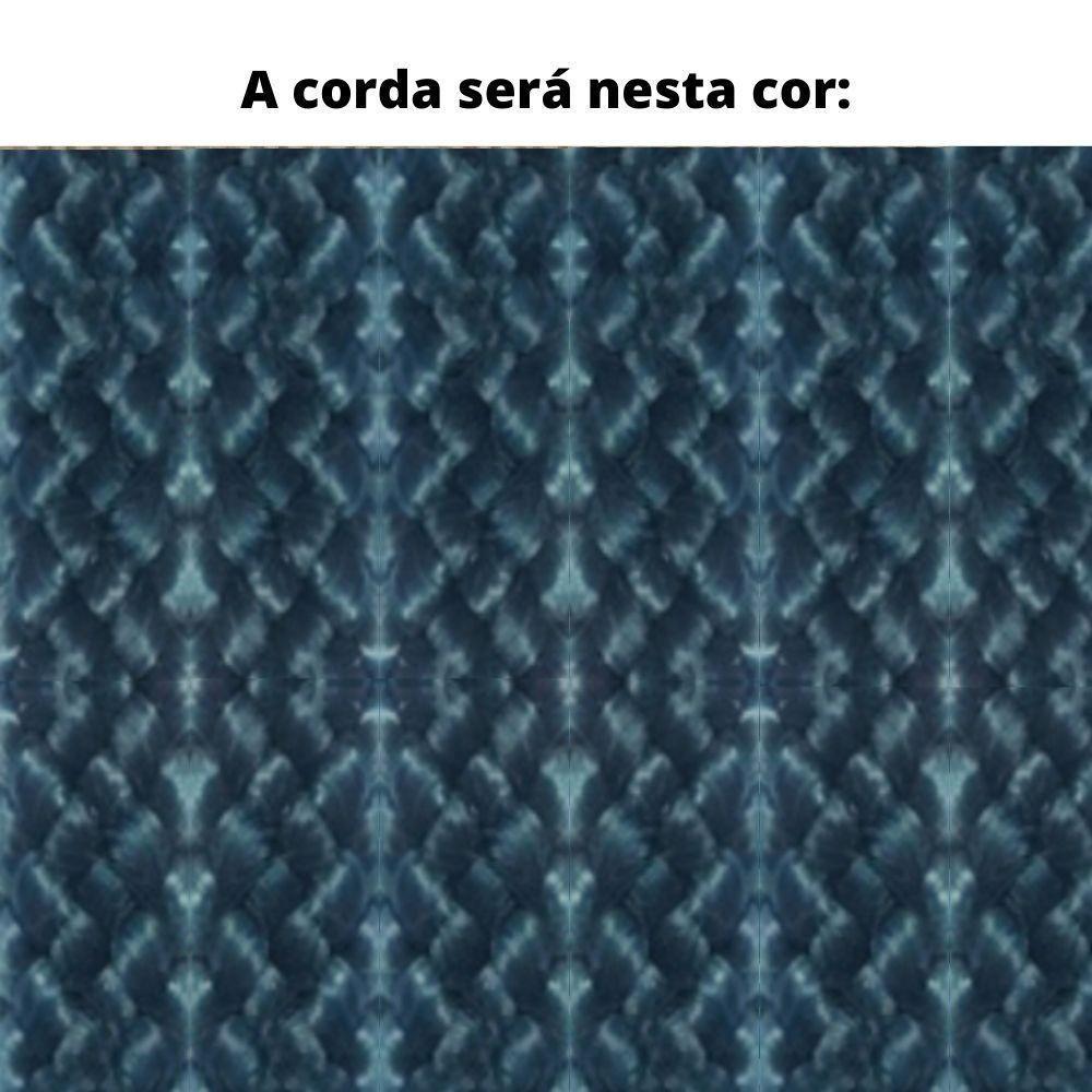 Poltrona Com Braço Pleno Algodão Azul Madeira Cedro Corda Chata Poliéster Azul - 6