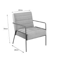 Kit 2 Poltronas Braços De Metal Preto tramado Cinza - 3