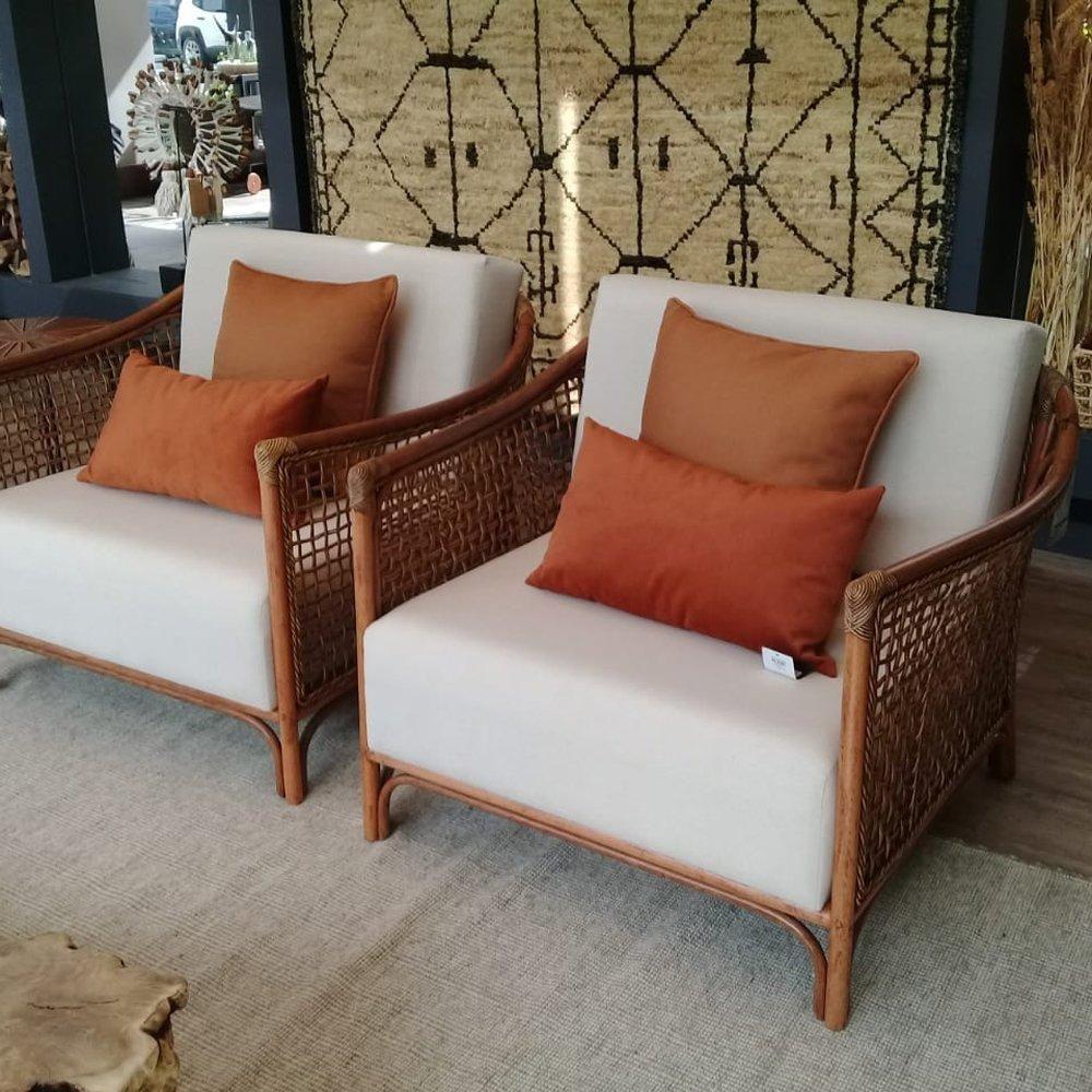 Poltrona Com Braço Oslen Algodão Bege Madeira Cedro Junco Natural Terracota - 5