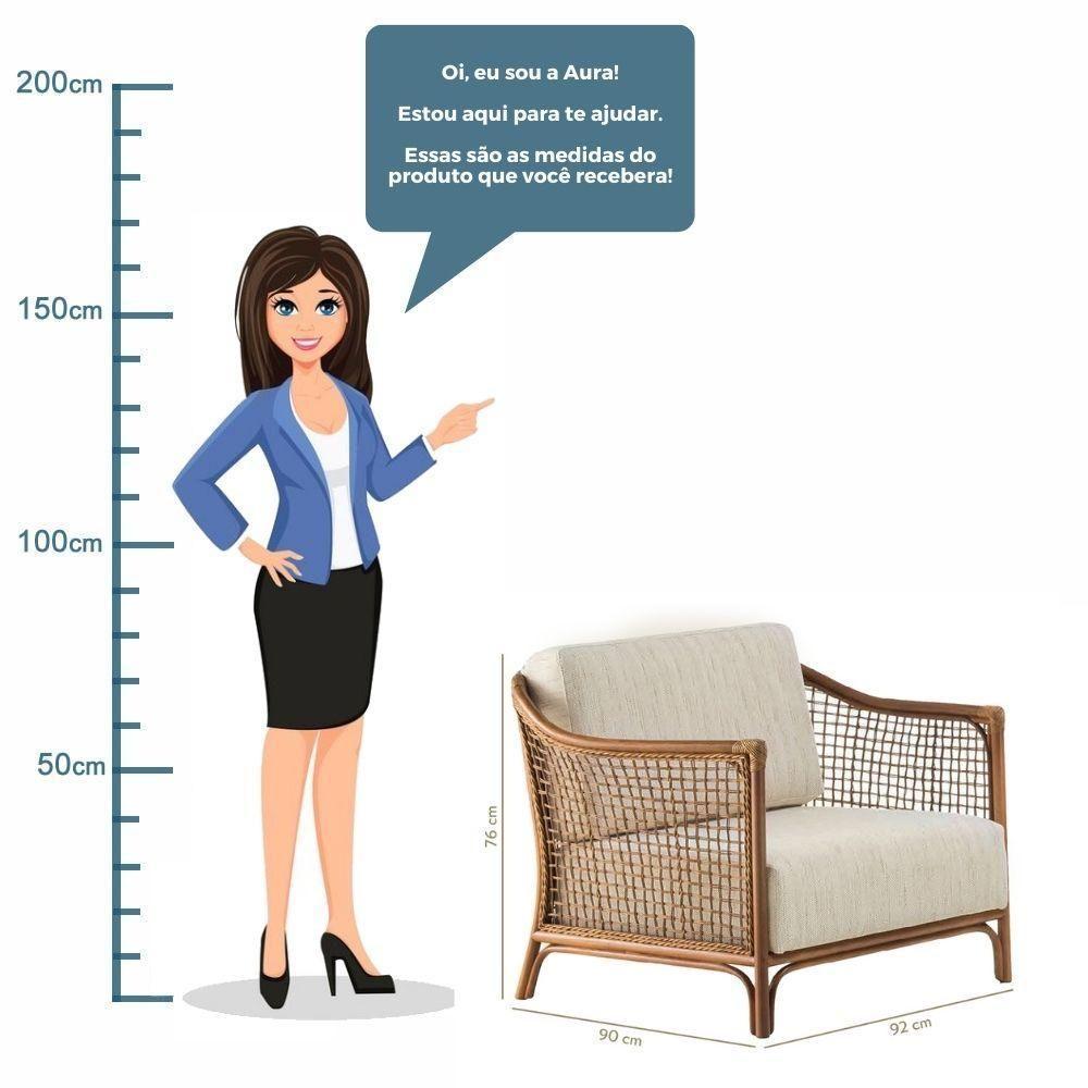 Poltrona Com Braço Oslen Algodão Bege Madeira Cedro Junco Natural Terracota - 8