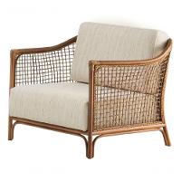 Poltrona Com Braço Oslen Algodão Bege Madeira Cedro Junco Natural Terracota - 1